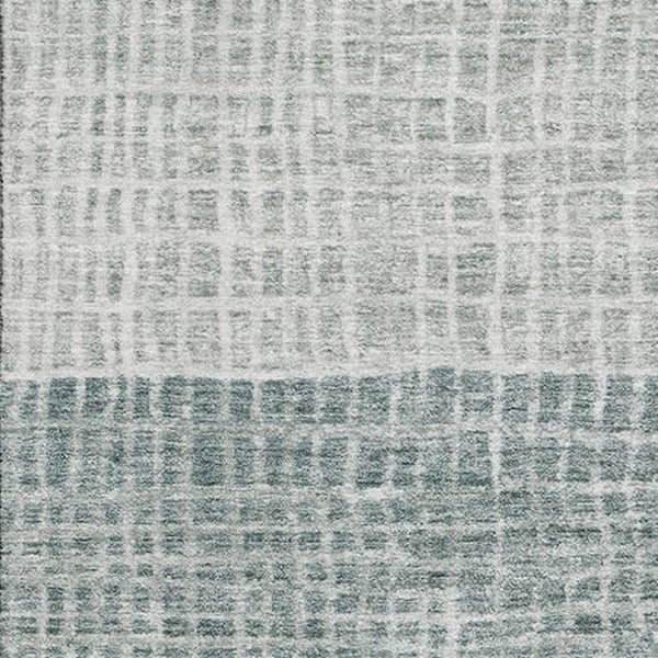 HomeRoots 9' X 12' Stylish Aqua Ivory Gray Geometric Area Rug with UV Protection & Stain Resistance for Homes 705004
