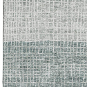 HomeRoots 9' X 12' Stylish Aqua Ivory Gray Geometric Area Rug with UV Protection & Stain Resistance for Homes 705004