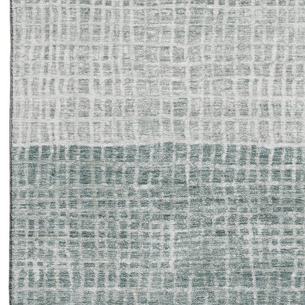 HomeRoots 9' X 12' Stylish Aqua Ivory Gray Geometric Area Rug with UV Protection & Stain Resistance for Homes 705004