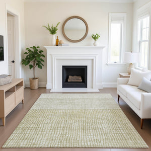 HomeRoots 5' X 8' Beige Ivory Gray Geometric Washable Area Rug – Durable, Soft, UV-Protected for High-Traffic Areas 705007