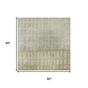 HomeRoots 5' X 8' Beige Ivory Gray Geometric Washable Area Rug – Durable, Soft, UV-Protected for High-Traffic Areas 705007