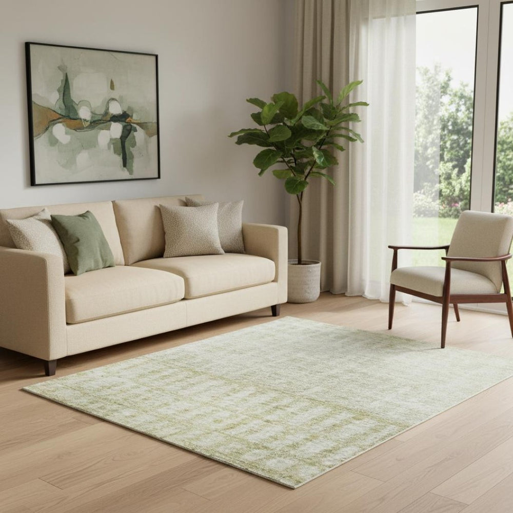 HomeRoots 5' X 8' Beige Ivory Gray Geometric Washable Area Rug – Durable, Soft, UV-Protected for High-Traffic Areas 705007