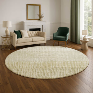 HomeRoots 8' Modern Beige and Gray Geometric Round Rug - Washable, UV Protected, Durable for Homes with Kids & Pets 705008