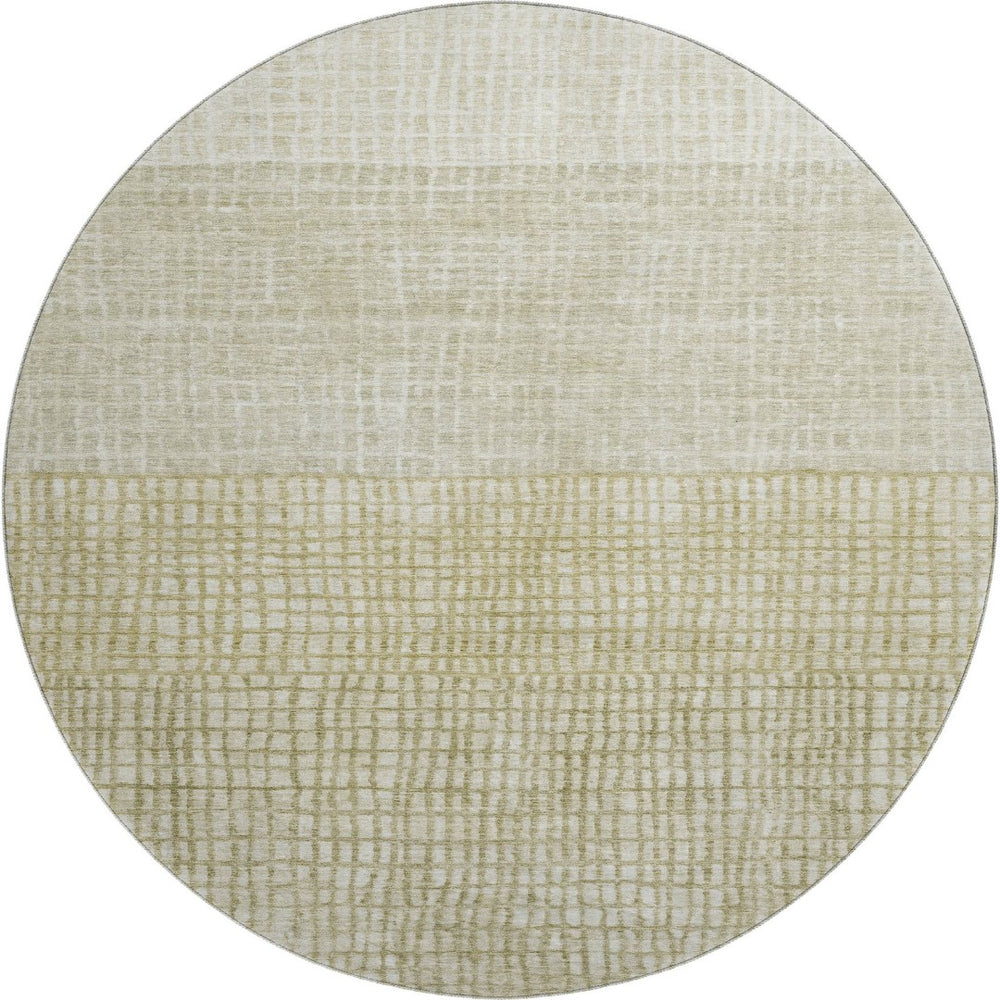 HomeRoots 8' Modern Beige and Gray Geometric Round Rug - Washable, UV Protected, Durable for Homes with Kids & Pets 705008