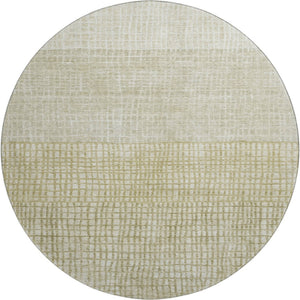 HomeRoots 8' Modern Beige and Gray Geometric Round Rug - Washable, UV Protected, Durable for Homes with Kids & Pets 705008