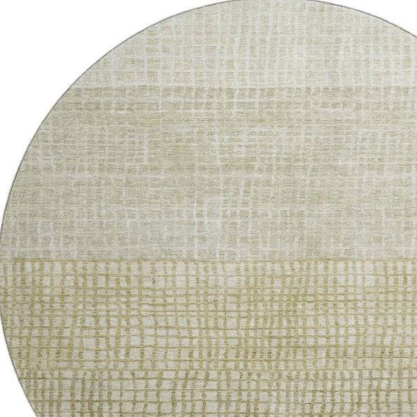 HomeRoots 8' Modern Beige and Gray Geometric Round Rug - Washable, UV Protected, Durable for Homes with Kids & Pets 705008