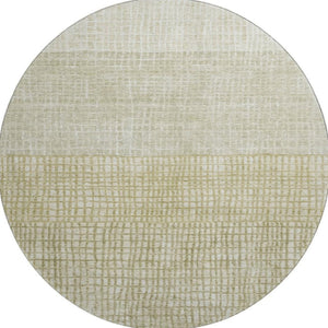 HomeRoots 8' Modern Beige and Gray Geometric Round Rug - Washable, UV Protected, Durable for Homes with Kids & Pets 705008