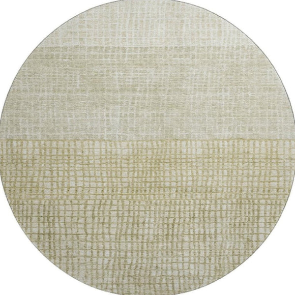 HomeRoots 8' Modern Beige and Gray Geometric Round Rug - Washable, UV Protected, Durable for Homes with Kids & Pets 705008