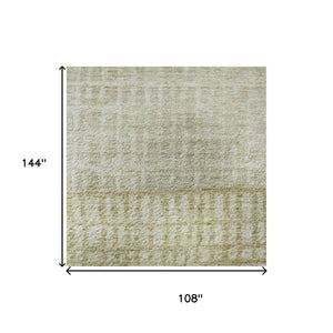 HomeRoots 9' X 12' Geometric Washable Area Rug in Beige, Ivory & Gray - UV Protection, Stain-Resistant & Non-Slip 705010
