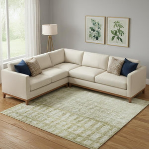 HomeRoots 9' X 12' Geometric Washable Area Rug in Beige, Ivory & Gray - UV Protection, Stain-Resistant & Non-Slip 705010
