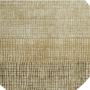 HomeRoots 8' Modern Brown and Beige Geometric Washable Round Rug with UV Protection for High-Traffic Areas 705014