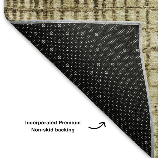 HomeRoots 8' X 10' Modern Brown and Beige Geometric Washable Area Rug with UV Protection for Easy Care 705015