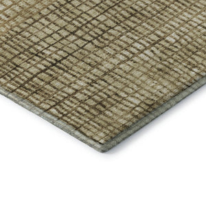 HomeRoots 8' X 10' Modern Brown and Beige Geometric Washable Area Rug with UV Protection for Easy Care 705015