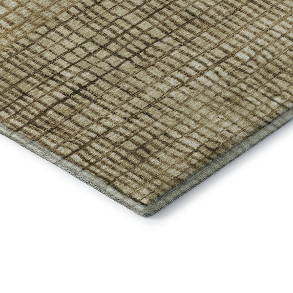 HomeRoots 8' X 10' Modern Brown and Beige Geometric Washable Area Rug with UV Protection for Easy Care 705015