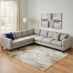 HomeRoots 9' X 12' Brown & Beige Geometric Washable Area Rug - Stylish, Stain Resistant, UV Protected Design 705016