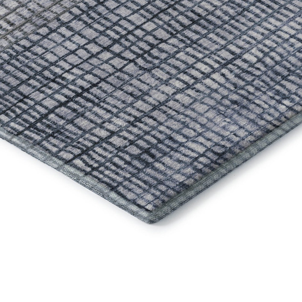 HomeRoots 5' Blue and Gray Geometric Area Rug - Washable, Durable, UV-Protected, Family-Friendly Accent Piece 705019