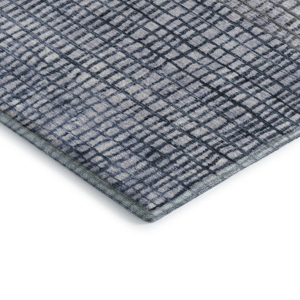 HomeRoots 5' Blue and Gray Geometric Area Rug - Washable, Durable, UV-Protected, Family-Friendly Accent Piece 705019