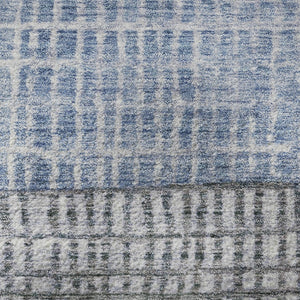 HomeRoots 8' Modern Blue and Gray Geometric Washable Round Rug with UV Protection for High-Traffic Areas 705020