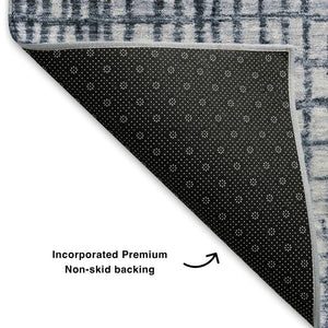 HomeRoots 8' X 10' Stylish Blue and Gray Geometric Area Rug – Washable, UV-Protected, Durable & Non-Slip! 705021