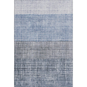HomeRoots 9' X 12' Blue And Gray Geometric Area Rug – Durable, Washable, UV Protected, Perfect for High-Traffic Spaces 705022