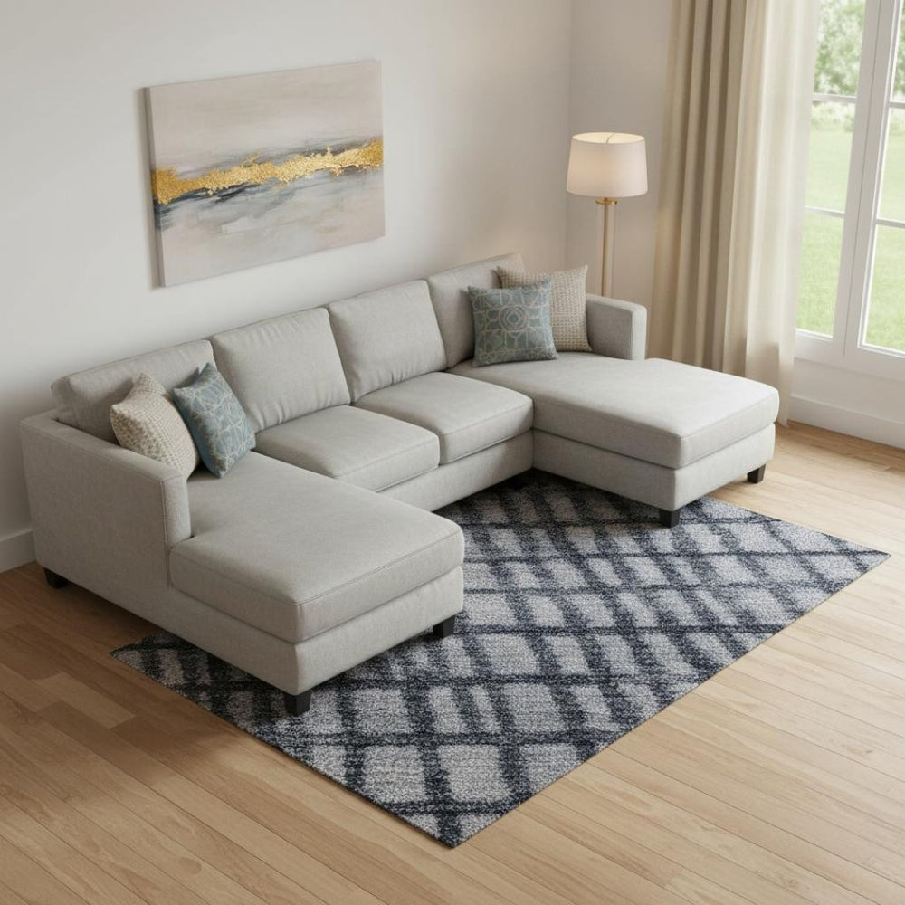 HomeRoots 10' Blue & Gray Geometric Washable Area Rug - UV Protected, Stain Resistant, Perfect for Busy Homes! 705023
