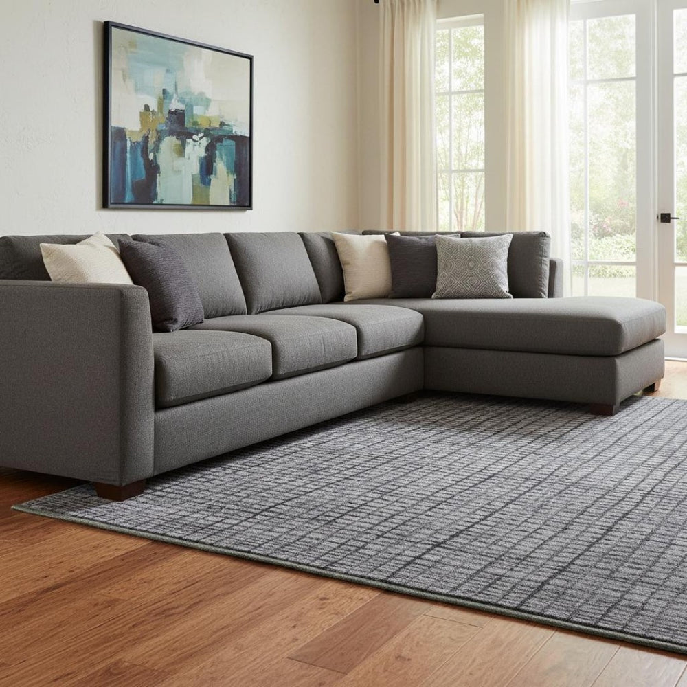 HomeRoots 8' X 10' Stylish Denim Blue & Ivory Geometric Area Rug - Washable, Stain-Resistant, UV Protected! 705027