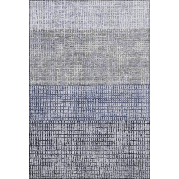 HomeRoots 10' X 14' Denim Blue Geometric Area Rug - Washable, UV Protected, Non-Slip, Perfect for Families! 705029