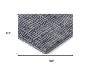 HomeRoots 10' X 14' Denim Blue Geometric Area Rug - Washable, UV Protected, Non-Slip, Perfect for Families! 705029