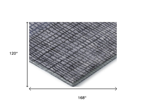 HomeRoots 10' X 14' Denim Blue Geometric Area Rug - Washable, UV Protected, Non-Slip, Perfect for Families! 705029