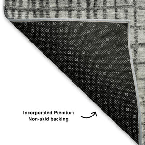 HomeRoots 9' X 12' Gray and Silver Geometric Area Rug - Washable, UV-Protected, Durable Design for Homes 705034