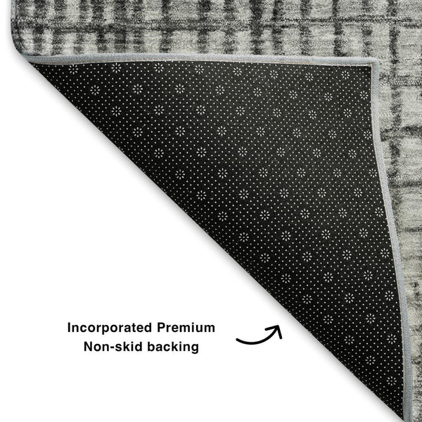 HomeRoots 9' X 12' Gray and Silver Geometric Area Rug - Washable, UV-Protected, Durable Design for Homes 705034