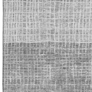 HomeRoots 9' X 12' Gray and Silver Geometric Area Rug - Washable, UV-Protected, Durable Design for Homes 705034