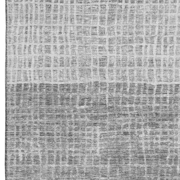 HomeRoots 9' X 12' Gray and Silver Geometric Area Rug - Washable, UV-Protected, Durable Design for Homes 705034
