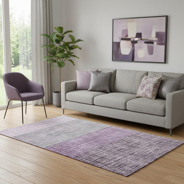 HomeRoots 5' X 8' Contemporary Plum and Gray Geometric Area Rug - Washable, UV-Protected, and Durable! 705037