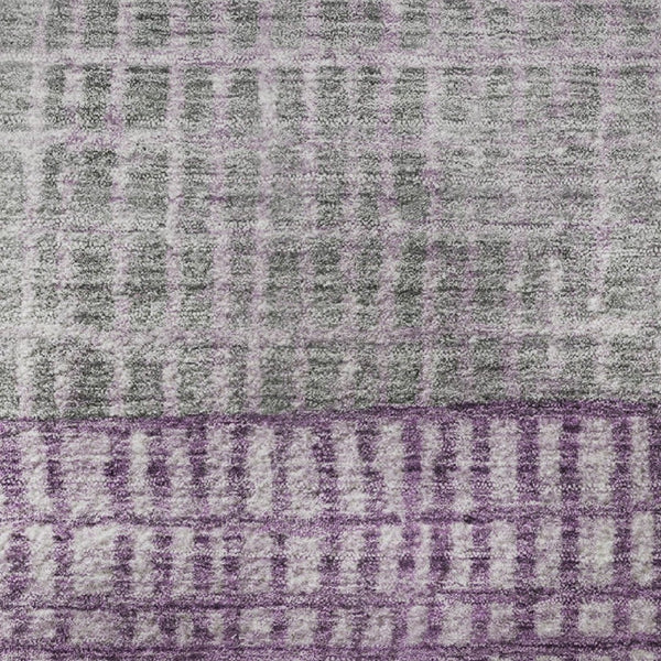 HomeRoots 8' Stylish Plum and Gray Geometric Washable Round Rug with UV Protection for Modern Living Spaces 705038
