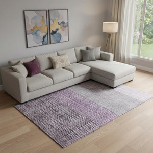 HomeRoots 10' X 14' Plush Plum and Gray Geometric Washable Area Rug with UV Protection for Modern Homes 705041