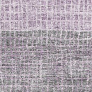 HomeRoots 10' X 14' Plush Plum and Gray Geometric Washable Area Rug with UV Protection for Modern Homes 705041