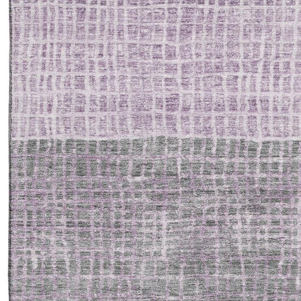 HomeRoots 10' X 14' Plush Plum and Gray Geometric Washable Area Rug with UV Protection for Modern Homes 705041