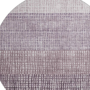 HomeRoots 8' Modern Purple and Ivory Geometric Washable Round Rug with UV Protection for High-Traffic Areas 705044