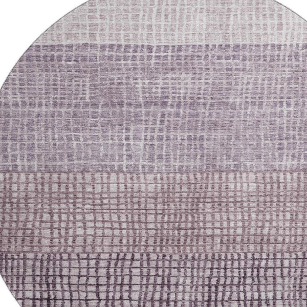 HomeRoots 8' Modern Purple and Ivory Geometric Washable Round Rug with UV Protection for High-Traffic Areas 705044