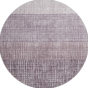 HomeRoots 8' Modern Purple and Ivory Geometric Washable Round Rug with UV Protection for High-Traffic Areas 705044