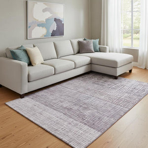 HomeRoots 8' X 10' Purple & Ivory Geometric Washable Area Rug - Stain Resistant, UV Protected, Non-Slip Design 705045