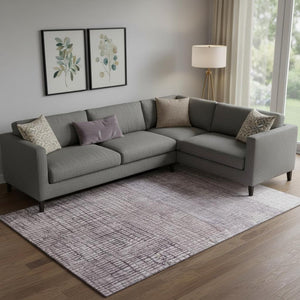 HomeRoots 9' X 12' Purple and Ivory Geometric Area Rug - Washable, Stain-Resistant, UV Protected for Versatile Spaces 705046