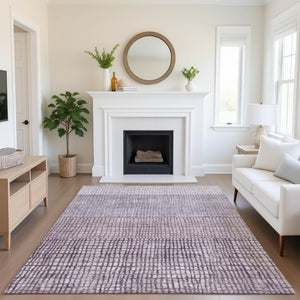 HomeRoots 9' X 12' Purple and Ivory Geometric Area Rug - Washable, Stain-Resistant, UV Protected for Versatile Spaces 705046