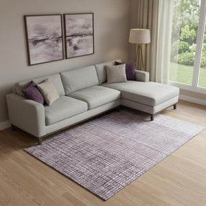 HomeRoots 10' Stylish Purple and Ivory Geometric Washable Area Rug with UV Protection for High-Traffic Spaces 705047