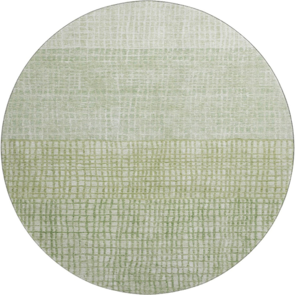 HomeRoots 8' Sage and Ivory Geometric Round Rug - Washable, UV Protected, Stylish, and Ideal for High-Traffic Areas 705050