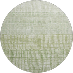HomeRoots 8' Sage and Ivory Geometric Round Rug - Washable, UV Protected, Stylish, and Ideal for High-Traffic Areas 705050