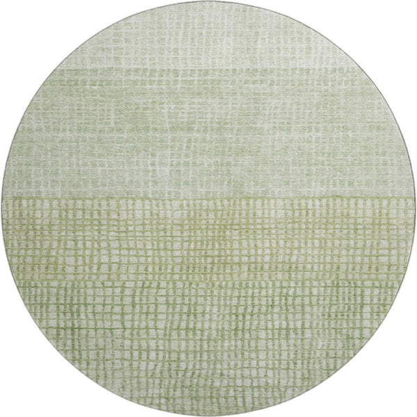 HomeRoots 8' Sage and Ivory Geometric Round Rug - Washable, UV Protected, Stylish, and Ideal for High-Traffic Areas 705050