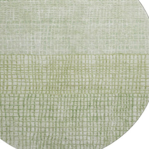 HomeRoots 8' Sage and Ivory Geometric Round Rug - Washable, UV Protected, Stylish, and Ideal for High-Traffic Areas 705050
