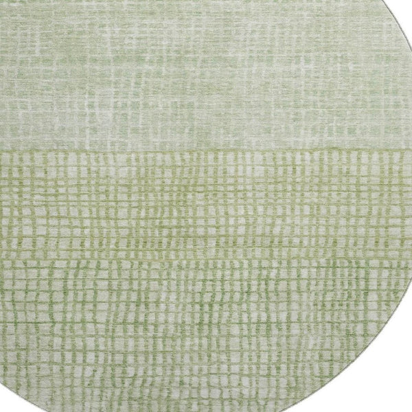 HomeRoots 8' Sage and Ivory Geometric Round Rug - Washable, UV Protected, Stylish, and Ideal for High-Traffic Areas 705050